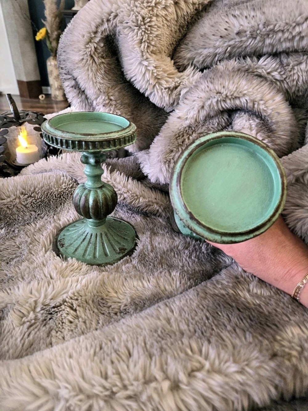 Pair of Green Decorative Candleholders NWT
